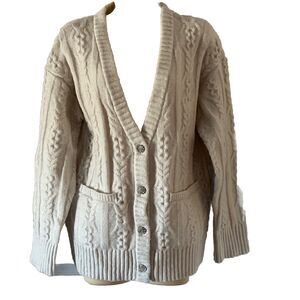 A New Day Cardigan Chunky Sweater Cream Woman Size Small Rhinestone Buttons